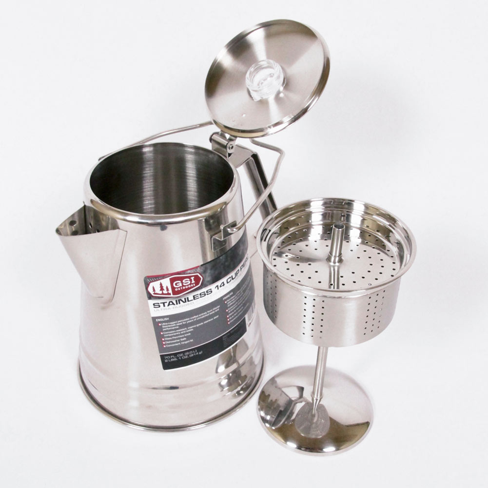 GLACIER STAINLESS 14 CUP PERC / ジーエスアイ アウトドア ステンレス コニカルパーコレーター 14CUP